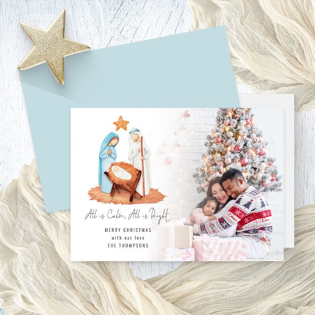 Foto Natividade Tudo é Calmo Feliz Natal (Front and back view)