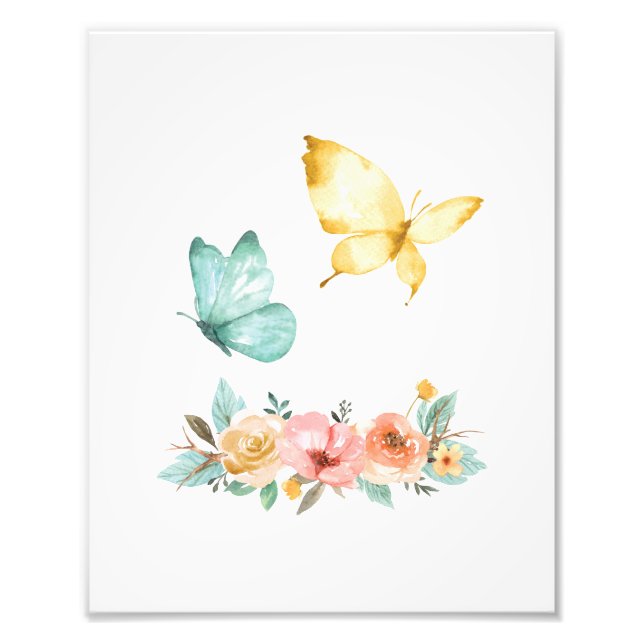 Foto Natureza das flores de borboletas de aquarela mini (Frente)