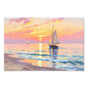 Foto Navio de vela no pôr do sol no mar