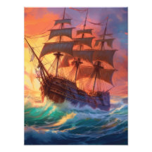 Navio De Velas Em Um Mar Tempestade