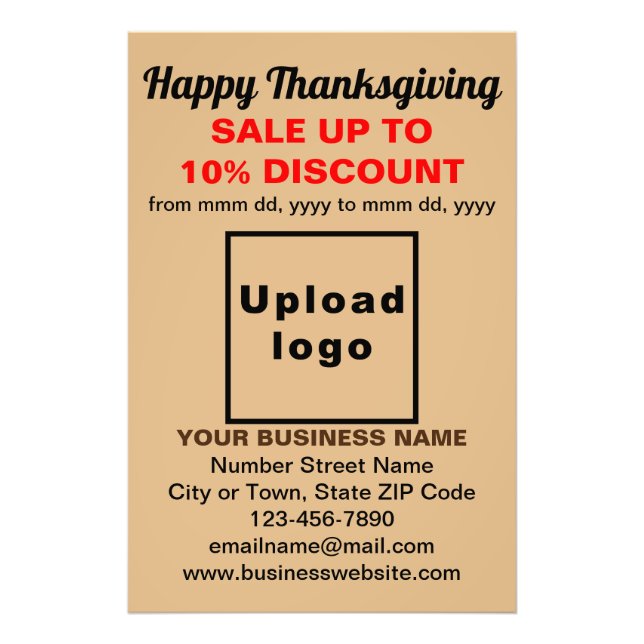 Foto Negócios Ação de Graças Venda em Castanho Claro (Frente)