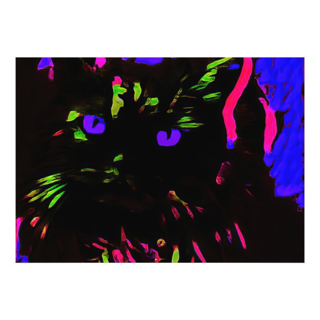 Foto Neon Black Cat com olhos brilhantes (Frente)