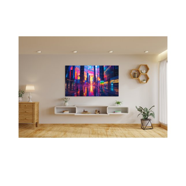 Foto Neon Cityscape na Urbana Futurística Sunset (Criador carregado)