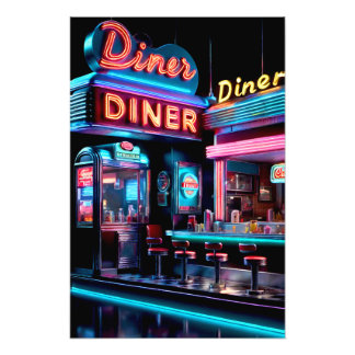 Foto "Neon Nostalgia: Vintage Diner Lights Poster"