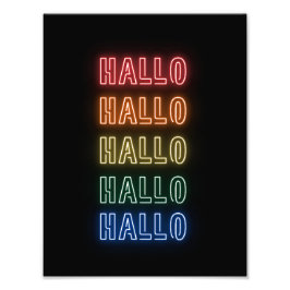 Foto Neon Sign Style Hallo Repeating Rainbow Print