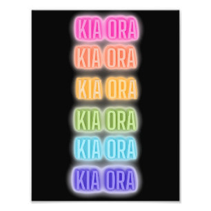 Foto Neon Sign Style Kia Ora Repetindo o Impressão Arco