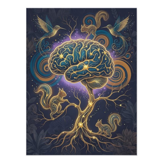 Foto Neurodivergent Brain Tree Poster – Nature Art (Frente)