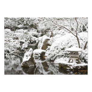 Foto Neve no Jardim Japonês de Portland,