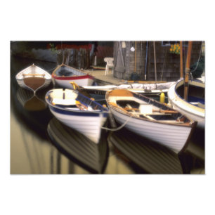 Foto Névoa cerca quatro barcos atracados.