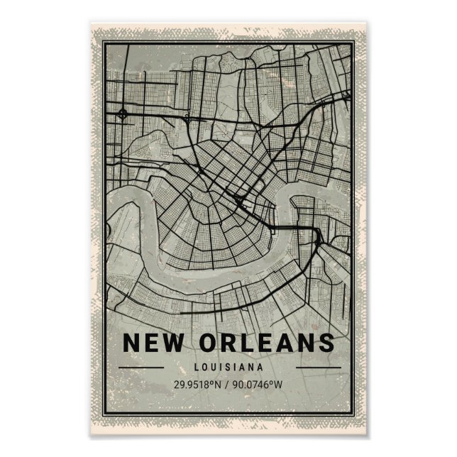 Foto New orleans Louisiana map print poster canvas (Frente)