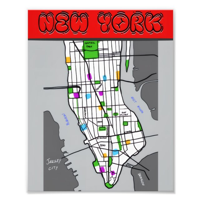 Foto New York Minimalist Map Poster Black & White City (Frente)