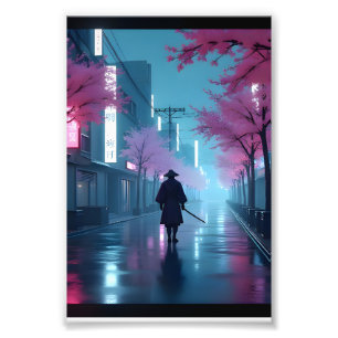 Foto Noites de Samurai Neon – Poster de Anime Cyberpunk
