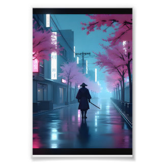 Foto Noites de Samurai Neon – Poster de Anime Cyberpunk