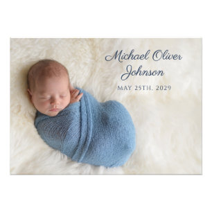 Foto Nome Azul Data de Nascimento Script Baby Photo Imp