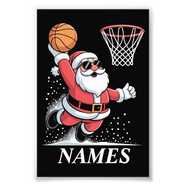 Foto Nome Personalizado Natal Papai Noel Dunking Basque (Frente)