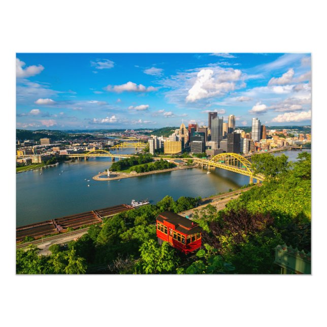 Foto *Nova Vista da Cidade de Pittsburgh com Impressão  (Frente)