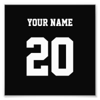 Número e nome personalizados preto e branco