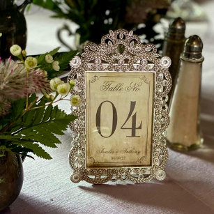 Foto Números de tabela do Casamento vintage Elegante de