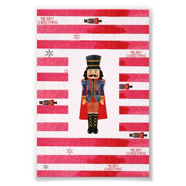 Foto Nutcracker Red Strips Poster de Arte de Natal (Frente)