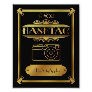 Foto o art deco, meios sociais assina, wedding o sinal,
