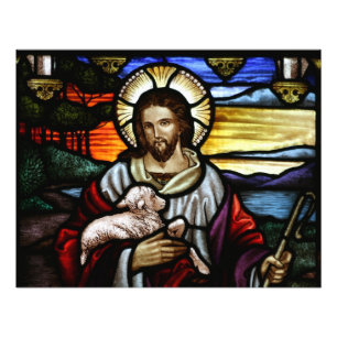 Foto O Bom Pastor; Jesus em vitral
