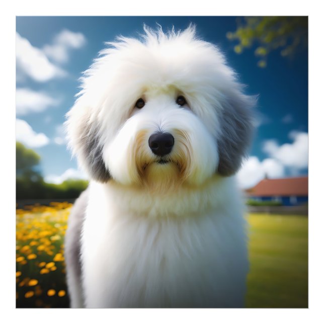 Foto O Charme de um Old English Sheepdog em lindo dia. (Frente)