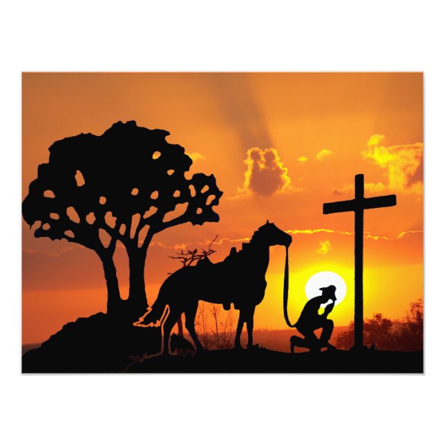 Foto O Cowboy ao pé da arte digital cruzada (Frente)