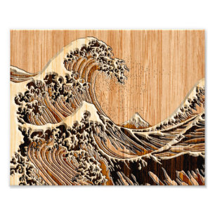 Foto O Excelente Hokusai Wave Bamboo Wood Style