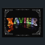 Foto O Nome Xavier - Nome em Luzes (Fotografia)<br><div class="desc">Um pouco de magia para o Xavier na sua vida! O nome Xavier é refletido em água tranquila, com hexágonos de folhas flutuantes. As letras parecem ser esculpidas de gelo ou cristal. Esta imagem é uma fotografia de letras feitas à mão, que mudam aleatoriamente, produzindo padrões únicos e cores de...</div>