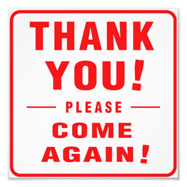 Foto Obrigado, Por Favor, Venha Novamente (Frente)