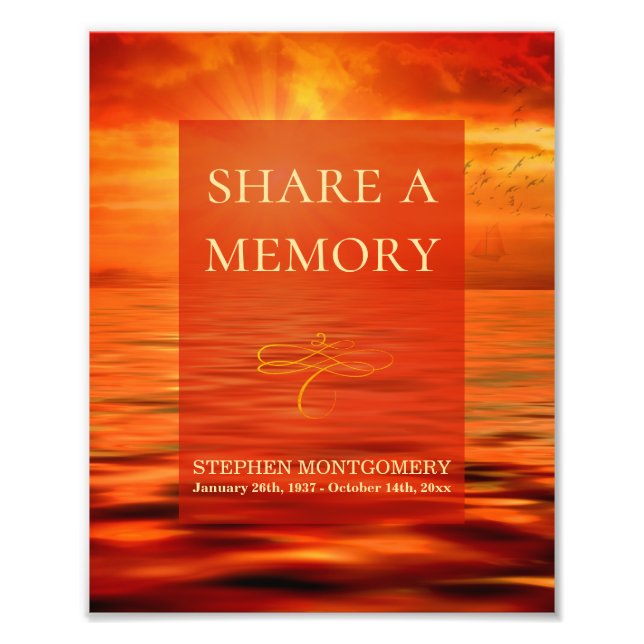 Foto Ocean Sunset Celebration of Life Share a Memory (Frente)