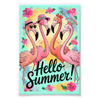 Olá Verão Flamingo Fofo Férias na Praia Tropical