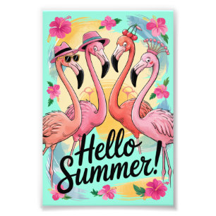 Foto Olá Verão Flamingo Fofo Férias na Praia Tropical