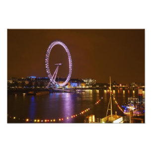 Foto Olho de Londres, Rio Tâmisa e luzes de