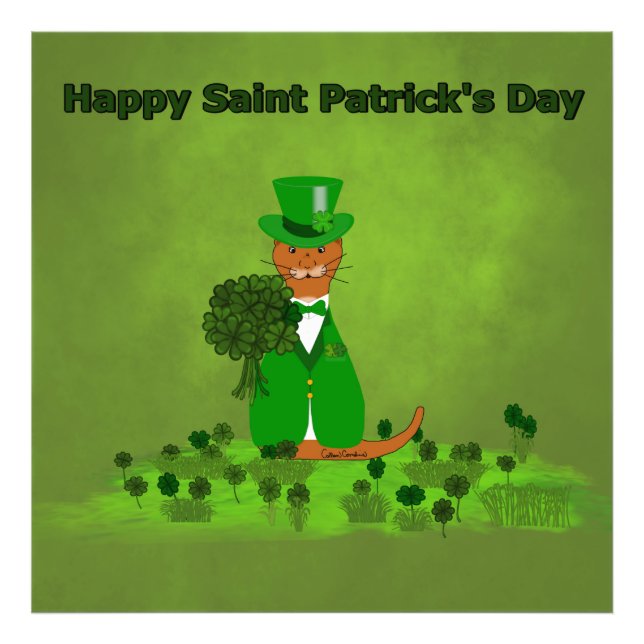 Foto Oliver The Otter Picting Shamrocks - São Patrick (Frente)