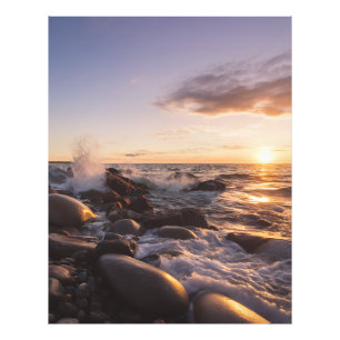 Foto Onda do pôr do sol da Hora Dourada na paisagem mar