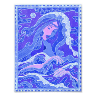 Foto Onda, Sereia, Arte Fantasia Garota Asiática, Azul