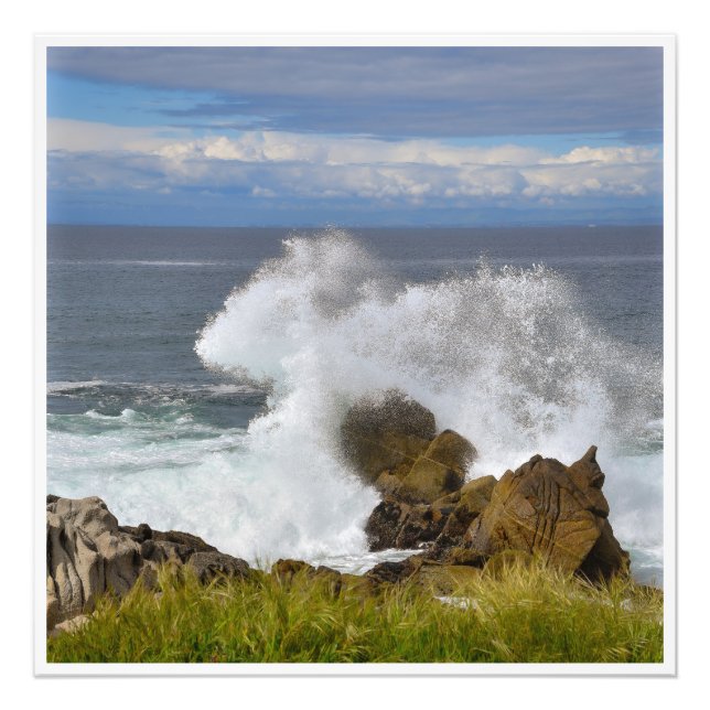 Foto Ondas Atlânticas Batendo nas Rochas Costeiras Impr (Frente)