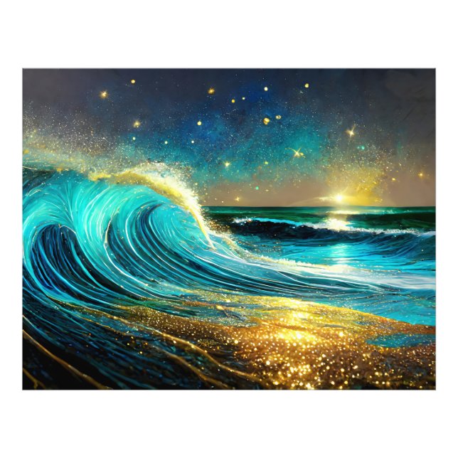 Foto Ondas Divergentes do Oceano Glittering (Frente)