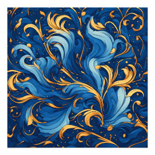 Foto Ondas Reais de Fantasia Redemoinhos de Azul e Dour