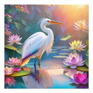 Foto Orange Billed White Heron Fantasy Bird