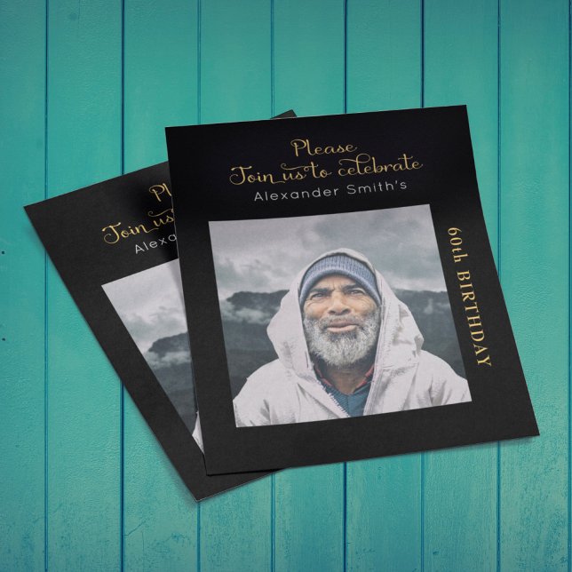 Foto Orçamento 60º Aniversário Convite Preto Doura (Criador carregado)