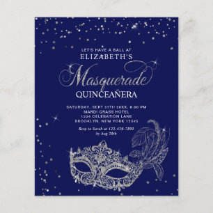 FOTO ORÇAMENTO Azul Prata Mascarada Quinceañera