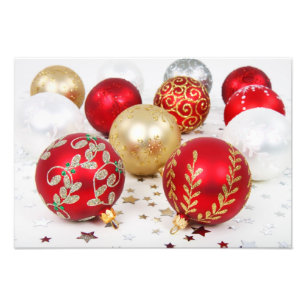 Foto Ornamentos Brilhantes de Natal - Vermelho Dourado