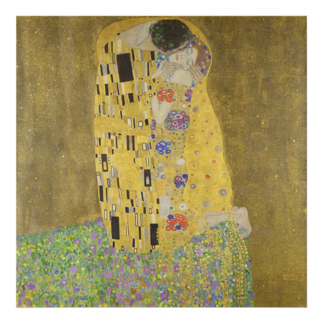 Foto Os amantes beijando o abraço de Gustav Klimt (Frente)