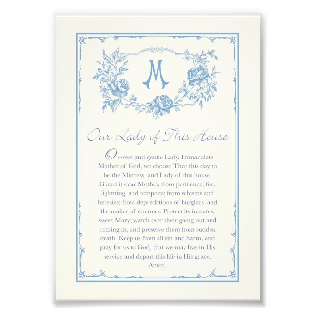 Foto Our Lady of This House Prayer Printable 5x7 (Frente)