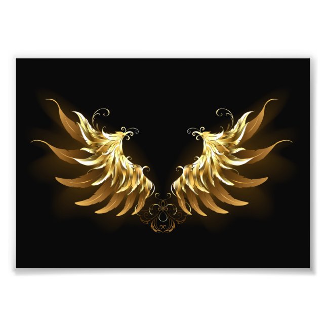 Foto Ouro Angel Wings sobre fundo preto (Frente)
