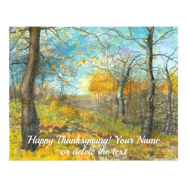 Foto Ouro de outono numa aquarela de pintura de carvalh (Frente)