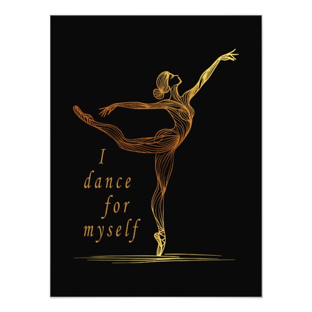 Foto Ouro Line Art Ballerina - Eu Danço Por Mim Mesmo (Frente)