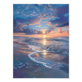 Foto Ouro Sunset Serenity - Tranquil Beach Wall Art
